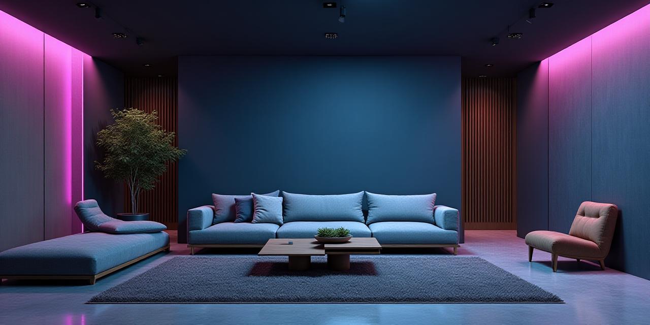 Interno domestico moderno e accogliente con illuminazione soffusa